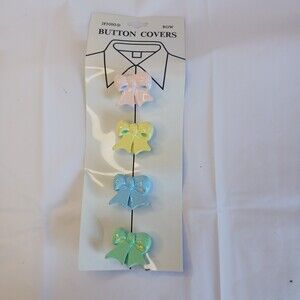 1989 Bow Button Covers Pastel Ornamental Embellishment Unique Vintage NOS